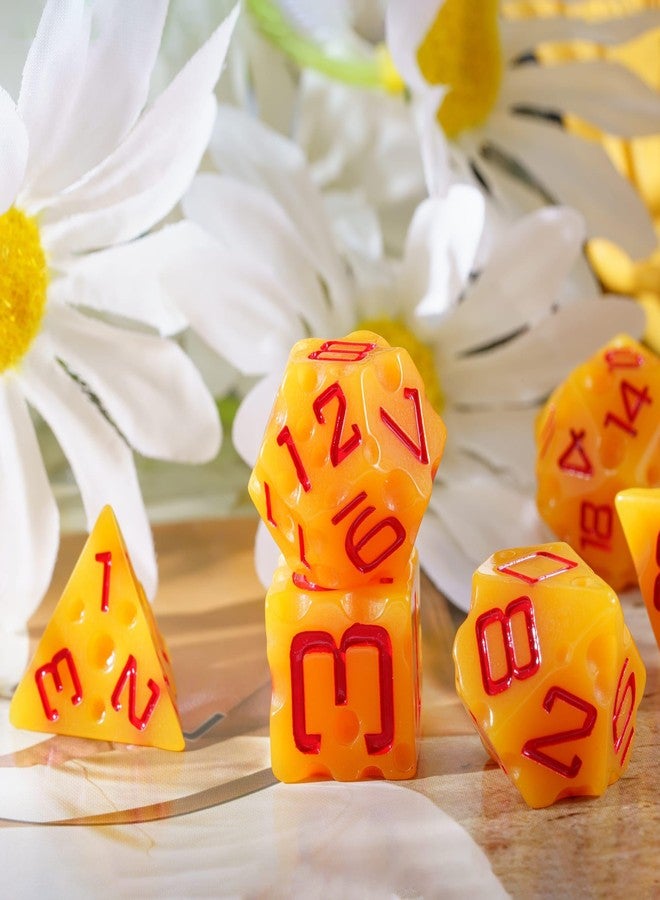 HDdais Cheese Dice Set, Yellow Resin Polyhedral DND Dice Set for D&D Role Playing Game and Other Tabletop Games - Image 3